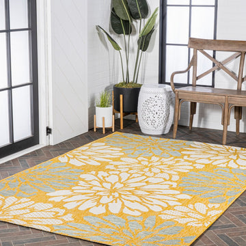 Zinnia Modern Floral Textured Weave Indoor/outdoor Area Rug